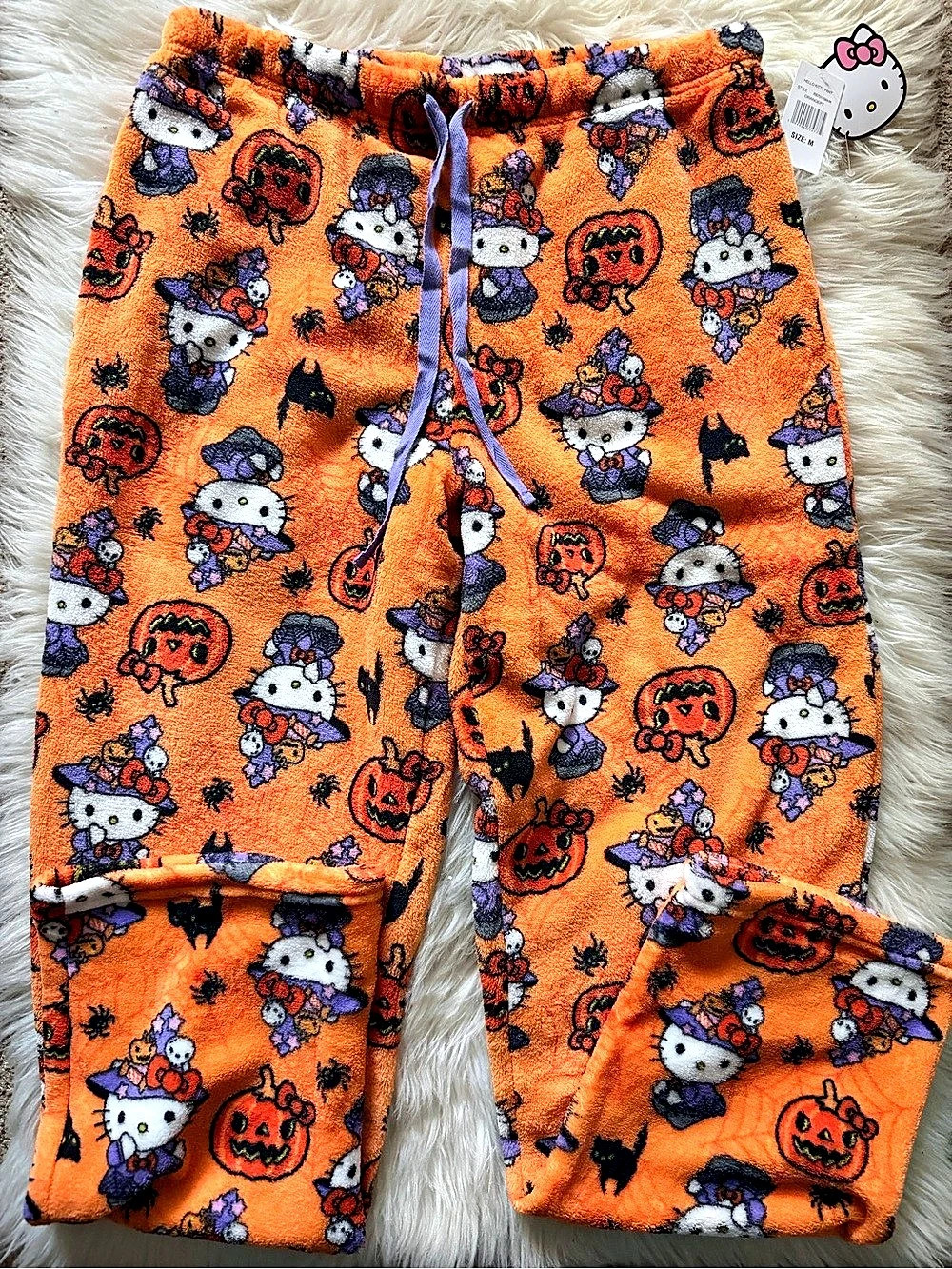 Hello Kitty Halloween Pajama Pants in Orange. Sz M. NEW